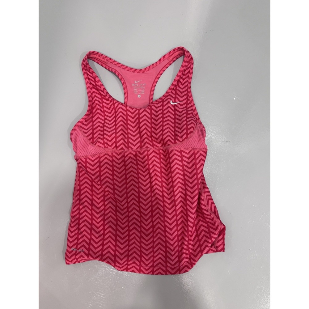 Nike Dri-FIT Women's Chevron Racerback Tank Top Scoop Neck Pink S Regular